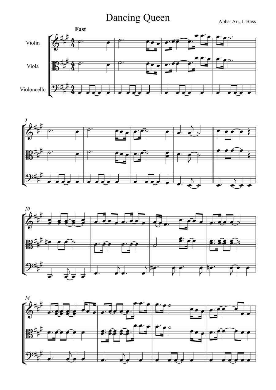 Dancing Queen String Trio scores gallery preview page 1
