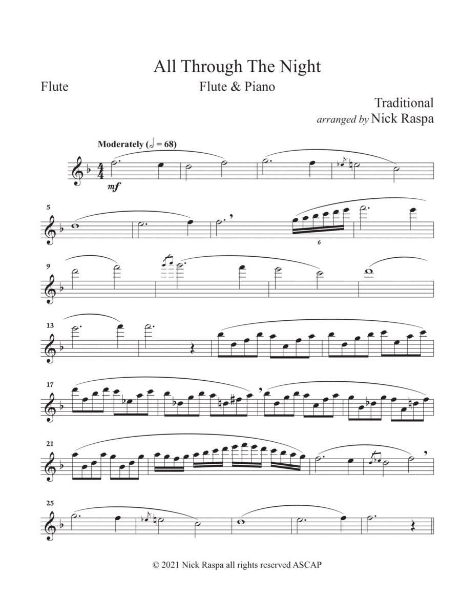 All Through The Night (Flute & Piano) Flute part image number null