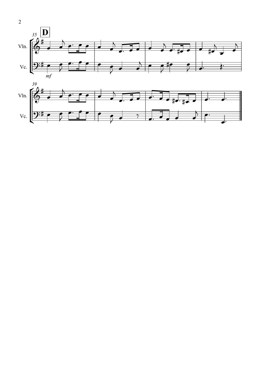 Greensleeves for Violin and Cello Duet Greensleeves for Violin and Cello Duet String Duet scores gallery preview page 2