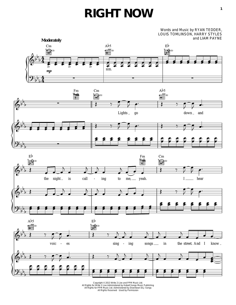Right Now Acoustic Guitar scores gallery preview page 1