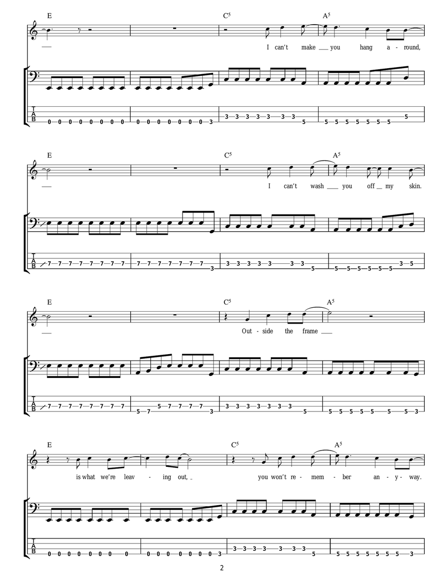 Go With The Flow Bass Guitar Tablature scores gallery preview page 2