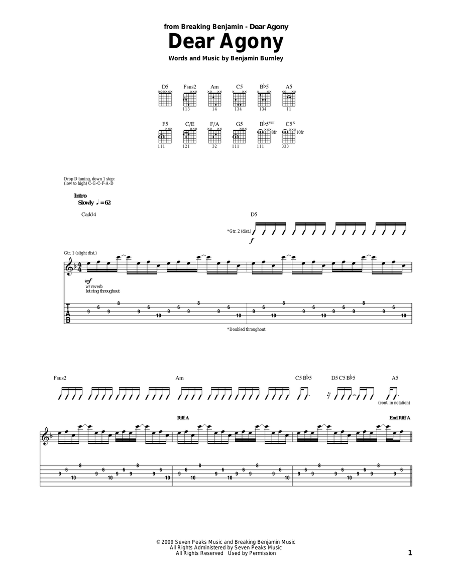 Dear Agony Acoustic Guitar scores gallery preview page 1