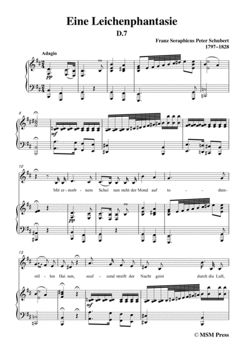 Schubert-Eine Leichenphantasie,D.7,in b minor,for Voice&Piano image number null