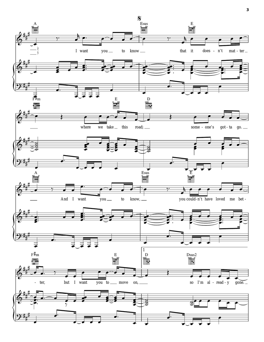 Already Gone Piano, Vocal, Guitar scores gallery preview page 3