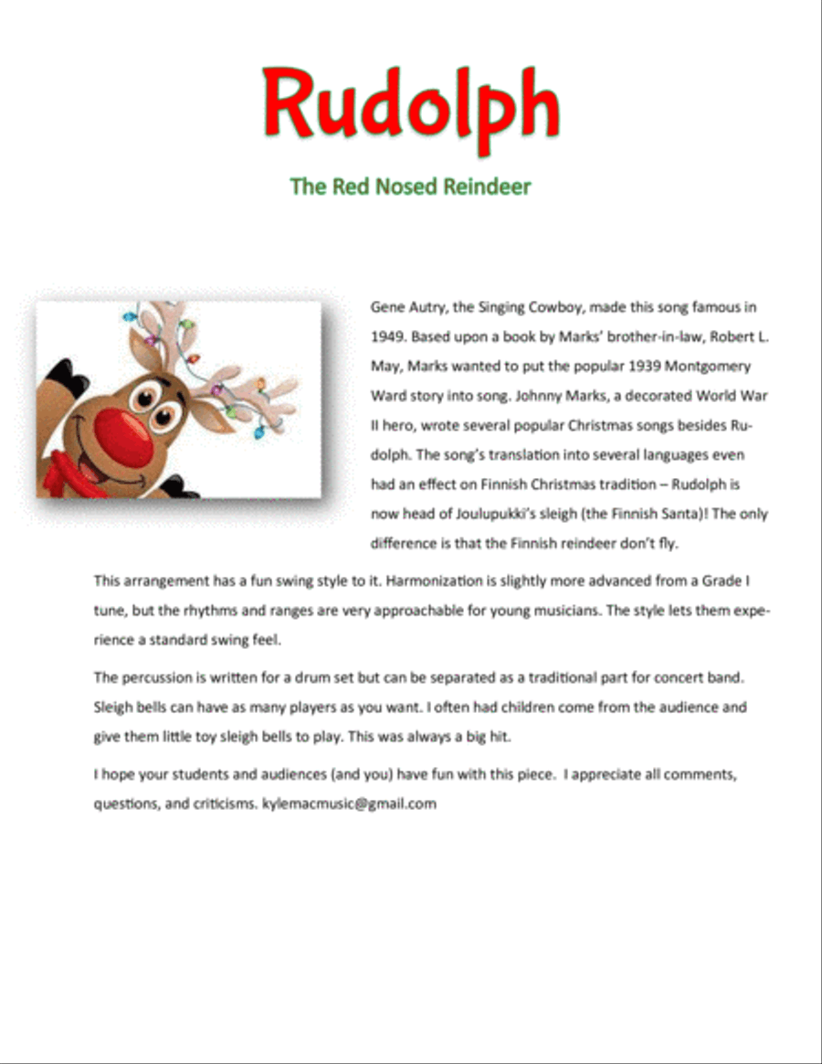 Rudolph The Red-nosed Reindeer Concert Band scores gallery preview page 2