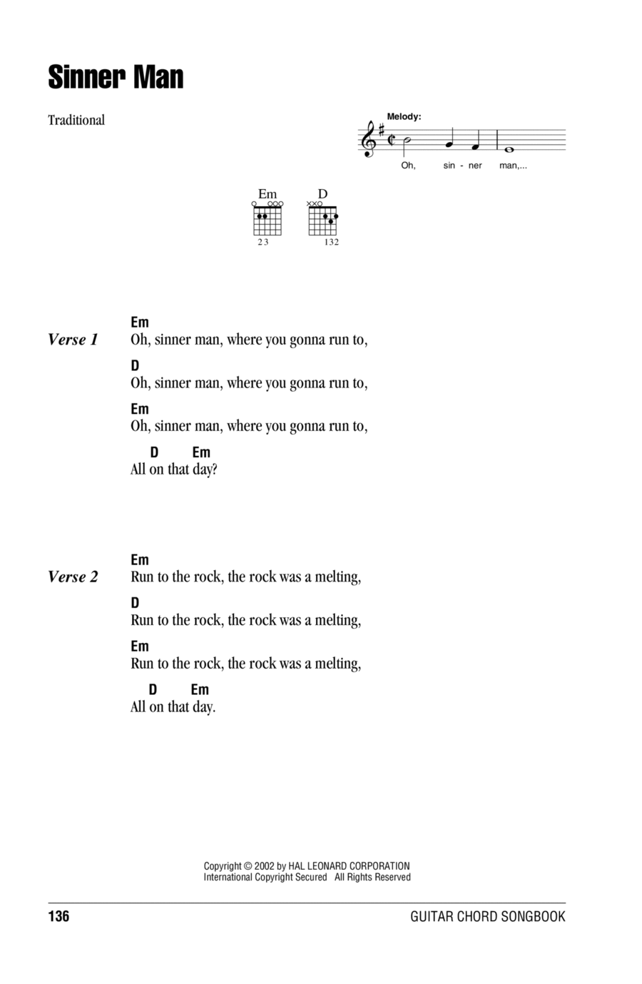 Sinner Man Sinner Man Acoustic Guitar scores gallery preview page 1