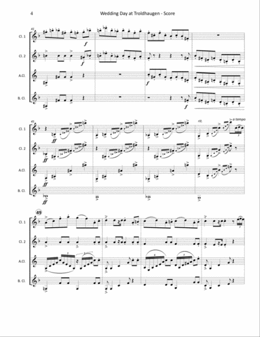 Wedding Day at Troldhaugen for Clarinet Quartet Clarinet Quartet scores gallery preview page 6