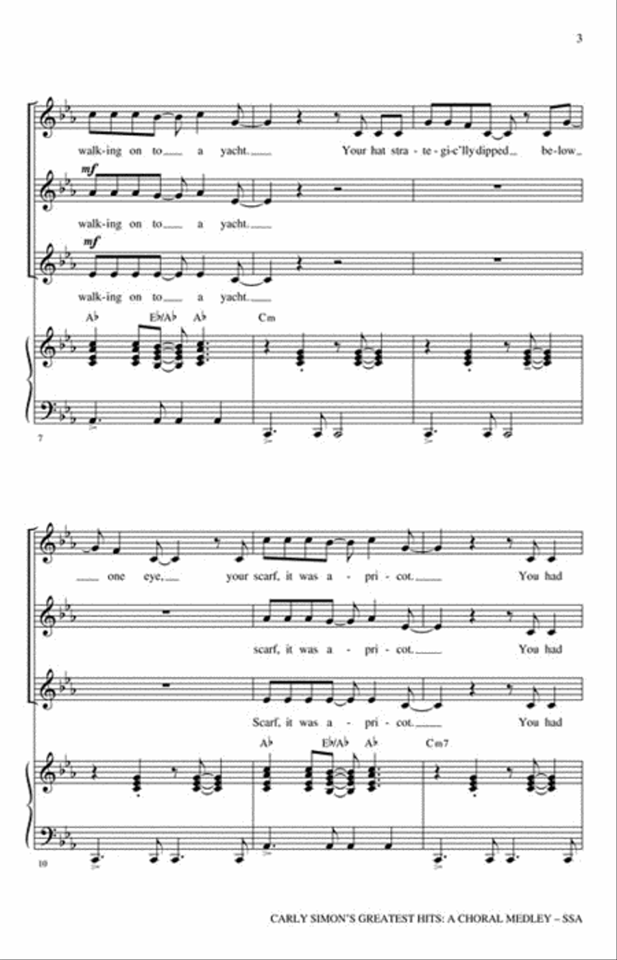 Carly Simon's Greatest Hits: A Choral Medley SSA scores gallery preview page 3