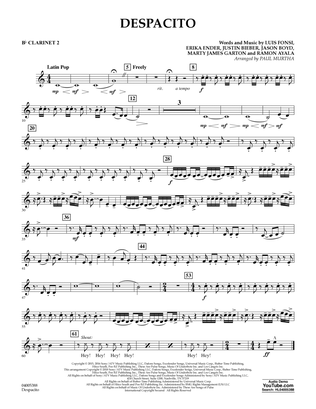 Despacito (arr. Paul Murtha) - Bb Clarinet 2