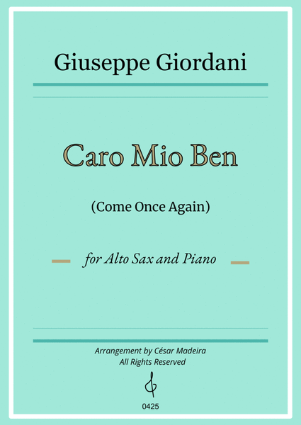 Caro Mio Ben (Come Once Again) - Alto Sax and Piano (Individual Parts) image number null