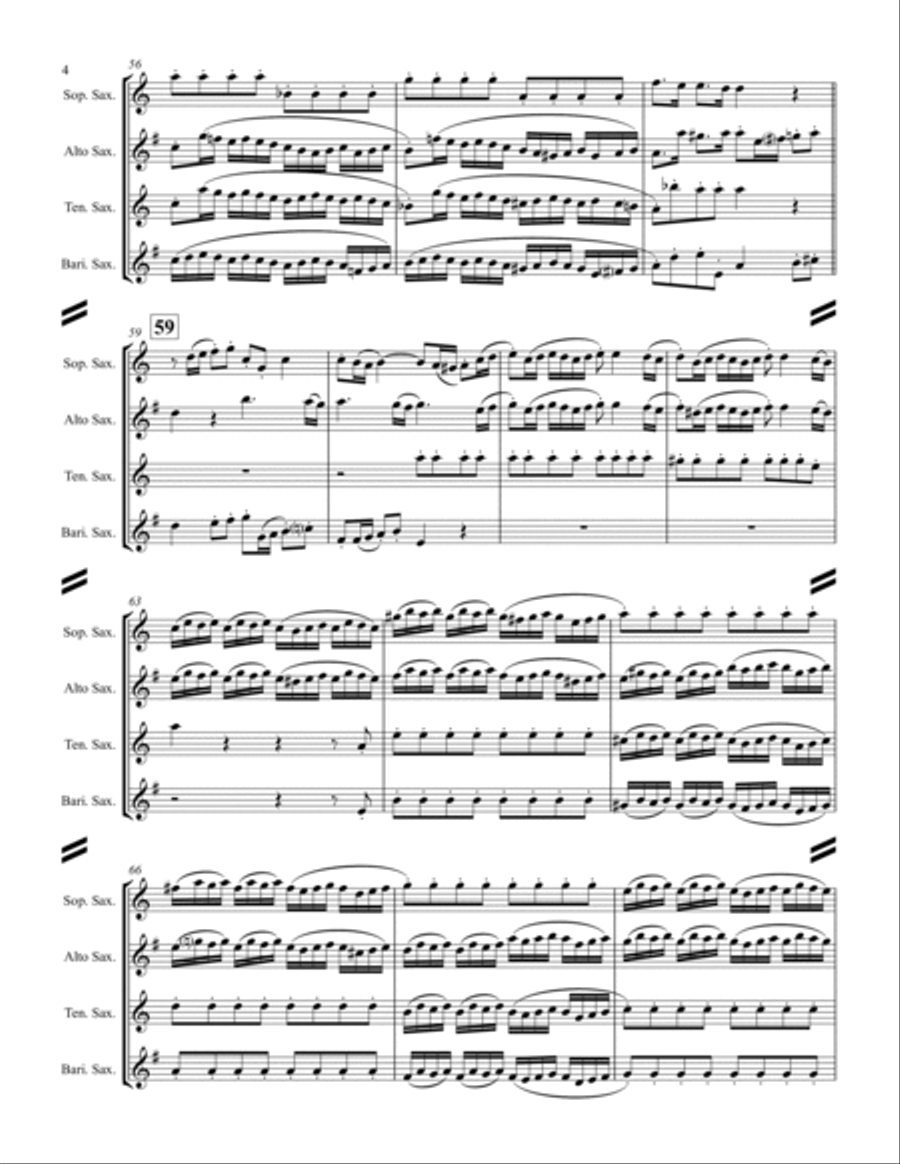 Telemann – Wassermusik Suite Complete (for Saxophone Quartet SATB) Saxophone Quartet scores gallery preview page 5