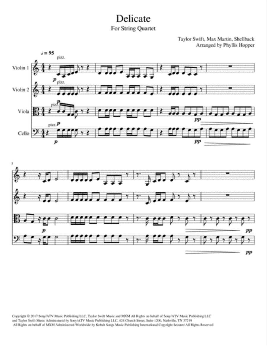 Delicate String Quartet scores gallery preview page 1