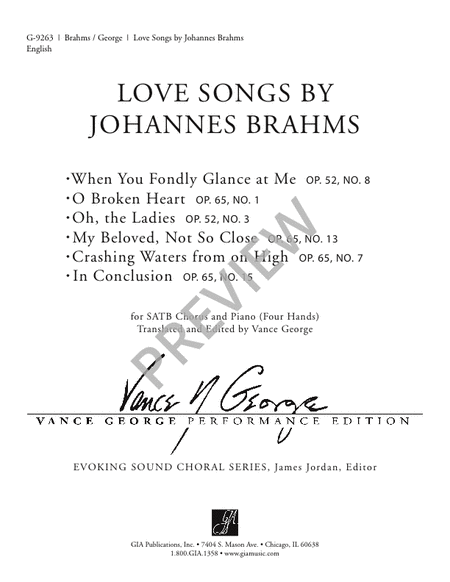 Love Songs by Johannes Brahms image number null