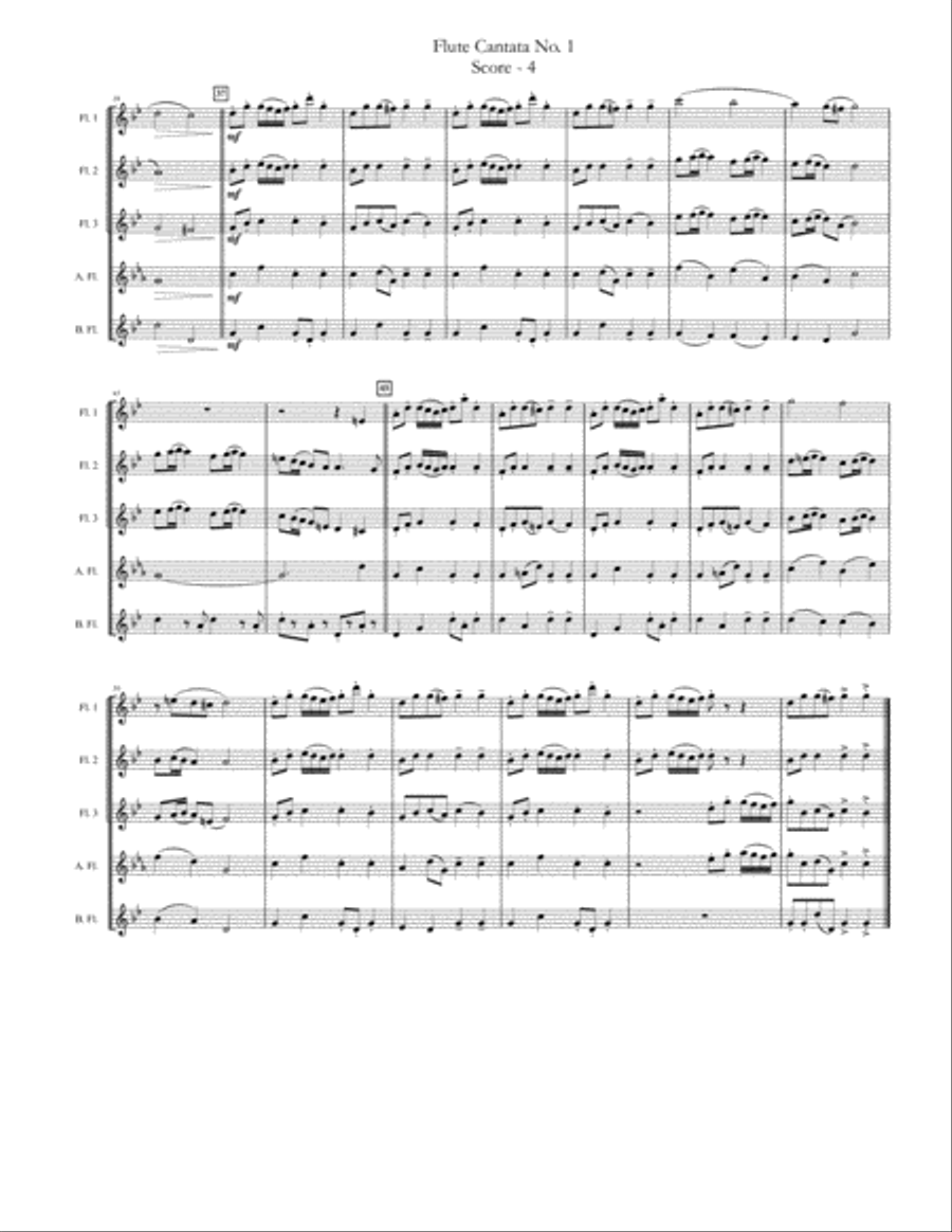 Cantata No. 1 for Flute Quartet or Ensemble Flute Quartet scores gallery preview page 4