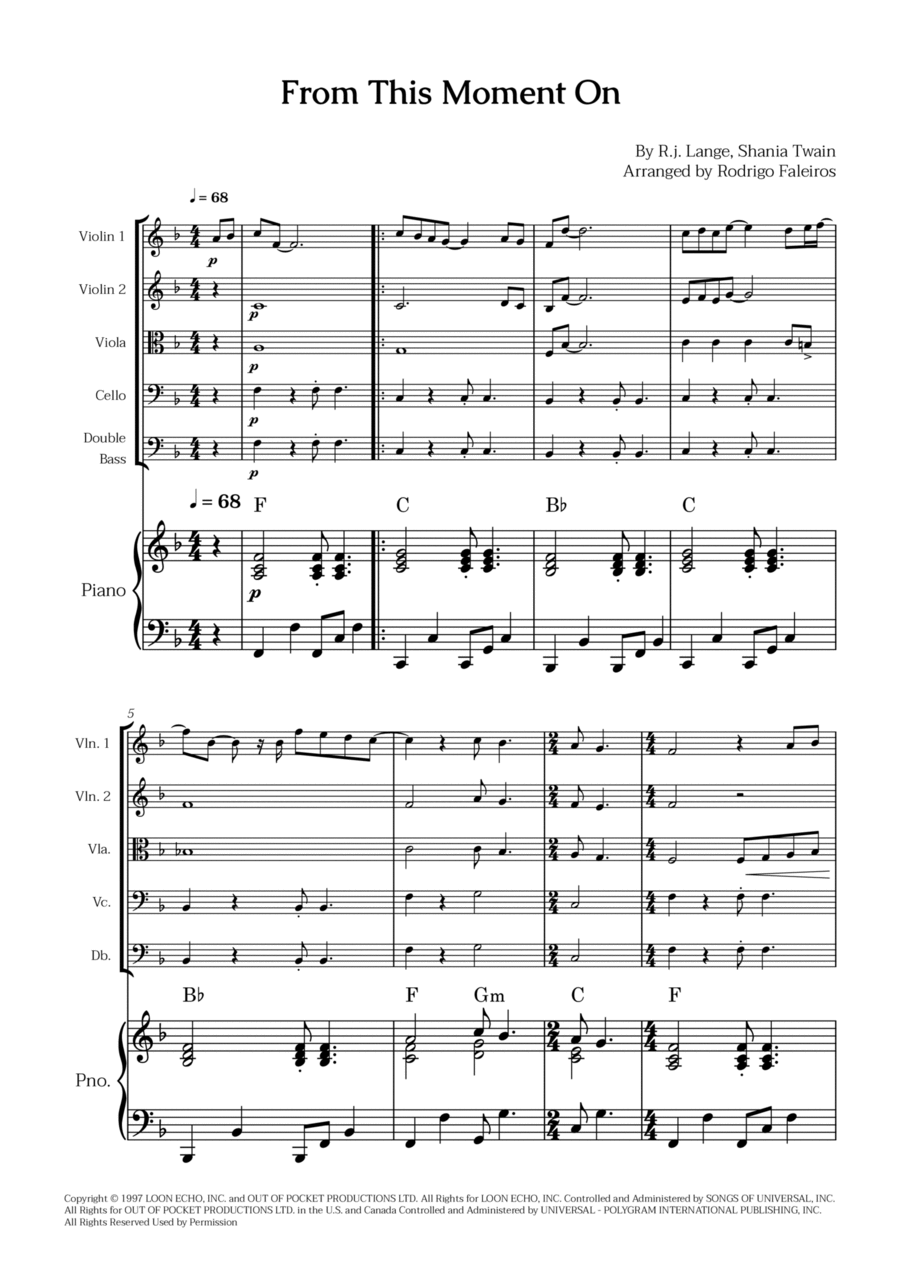 From This Moment On String Quintet scores gallery preview page 1