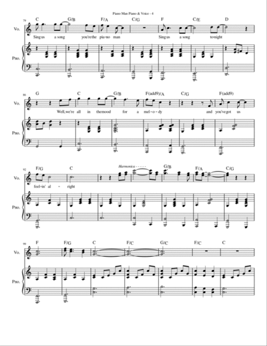 Piano Man Voice scores gallery preview page 4