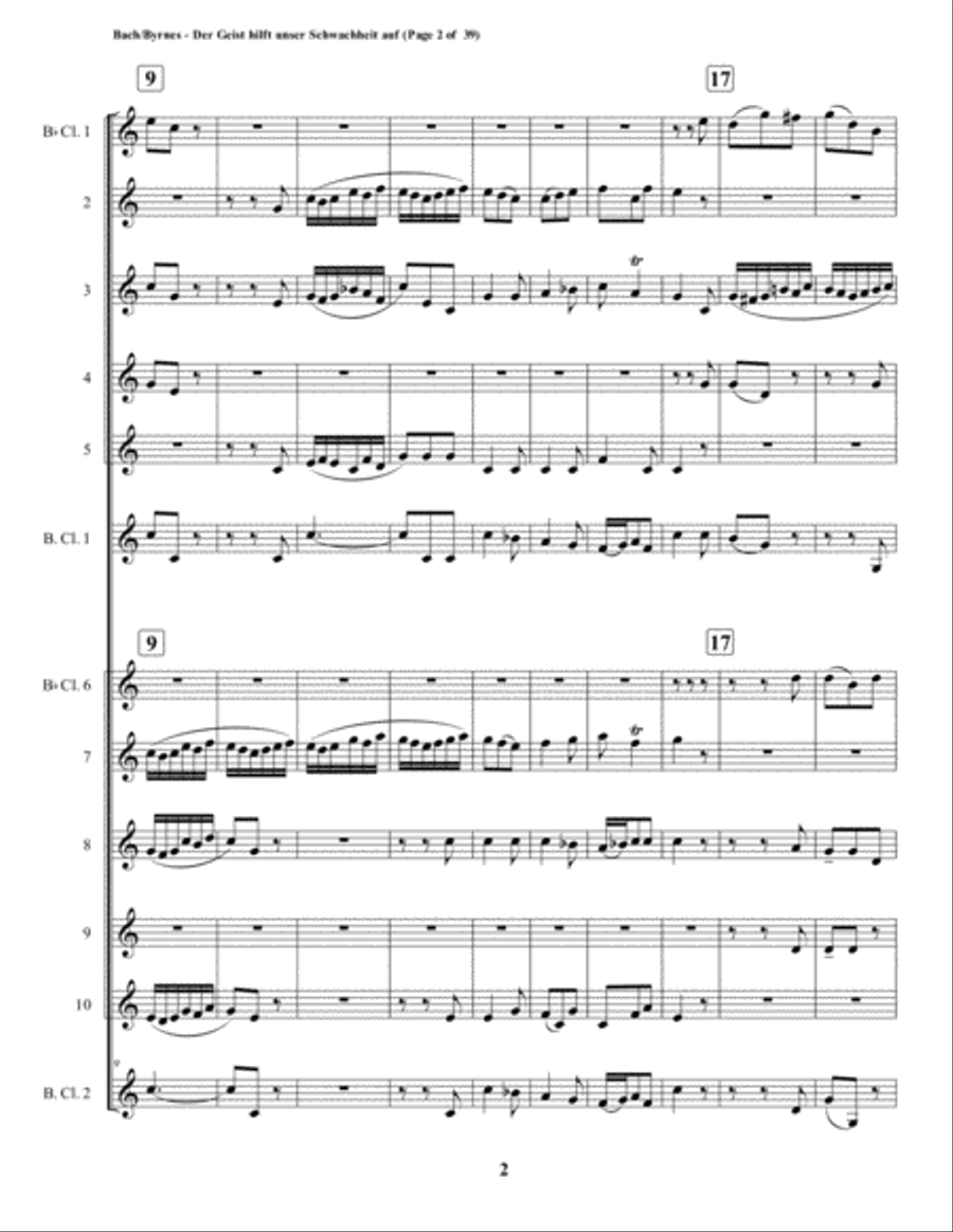 Der Geist hilft unser Schwachheit auf by J.S. Bach for Double Clarinet Choir Clarinet Choir scores gallery preview page 2