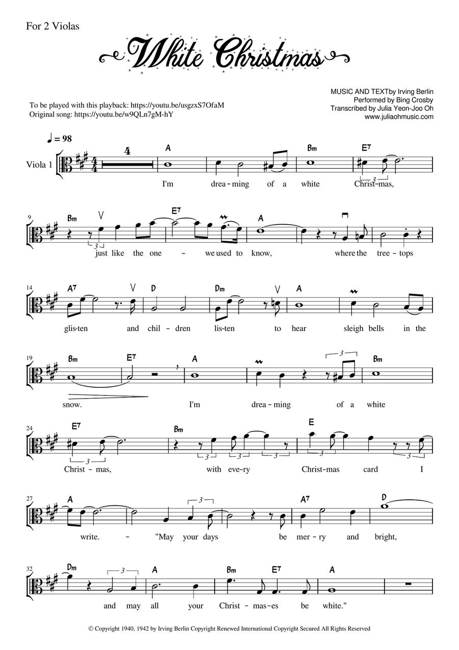 White Christmas White Christmas String Duet scores gallery preview page 1