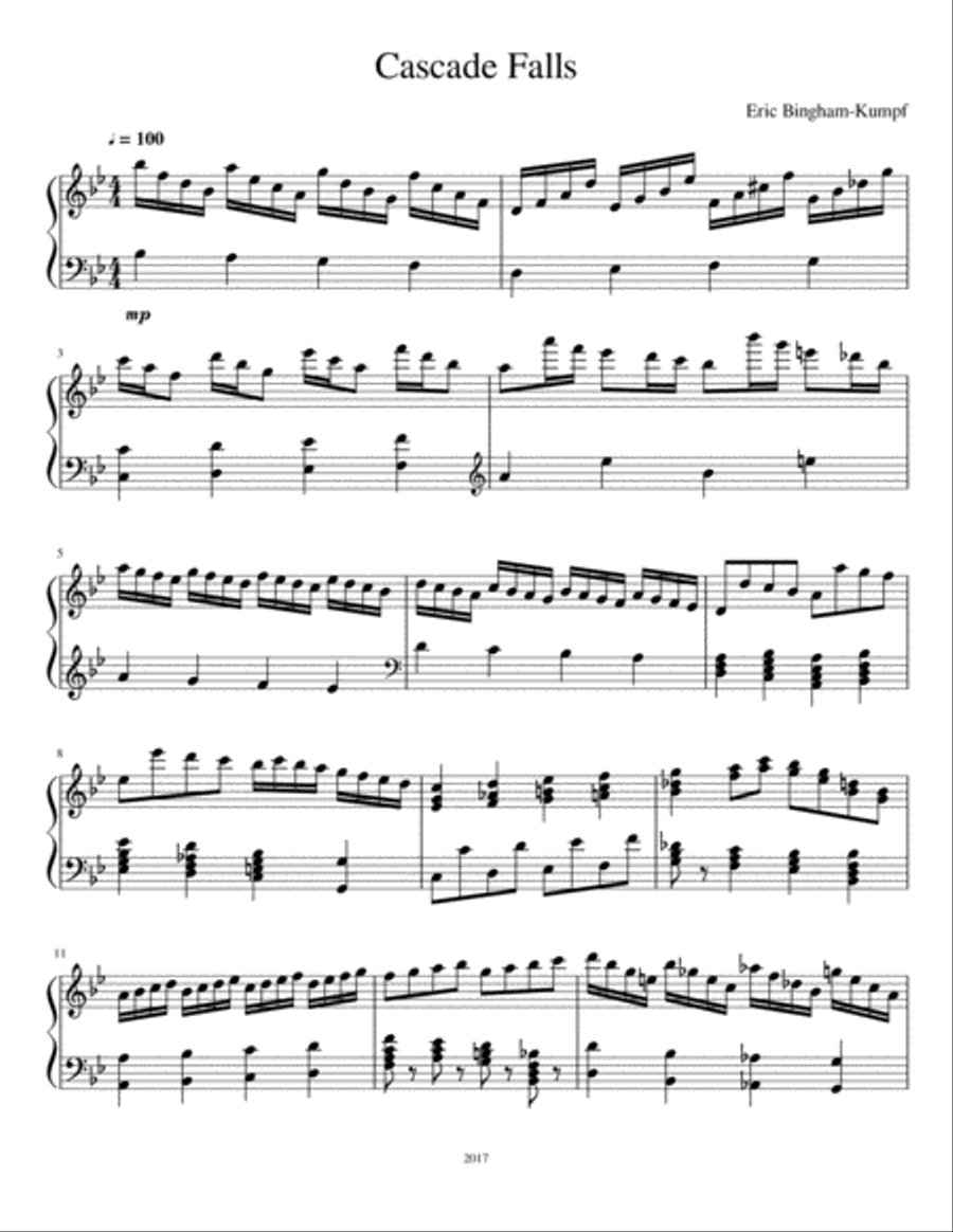 Cascade Falls Piano Solo scores gallery preview page 1