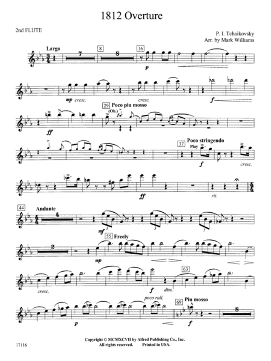 1812 Overture: 2nd Flute Concert Band scores gallery preview page 1