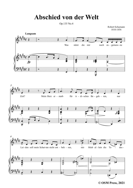 Schumann-Abschied von der Welt,Op.135 No.4 in c sharp minor,for Voice and Piano