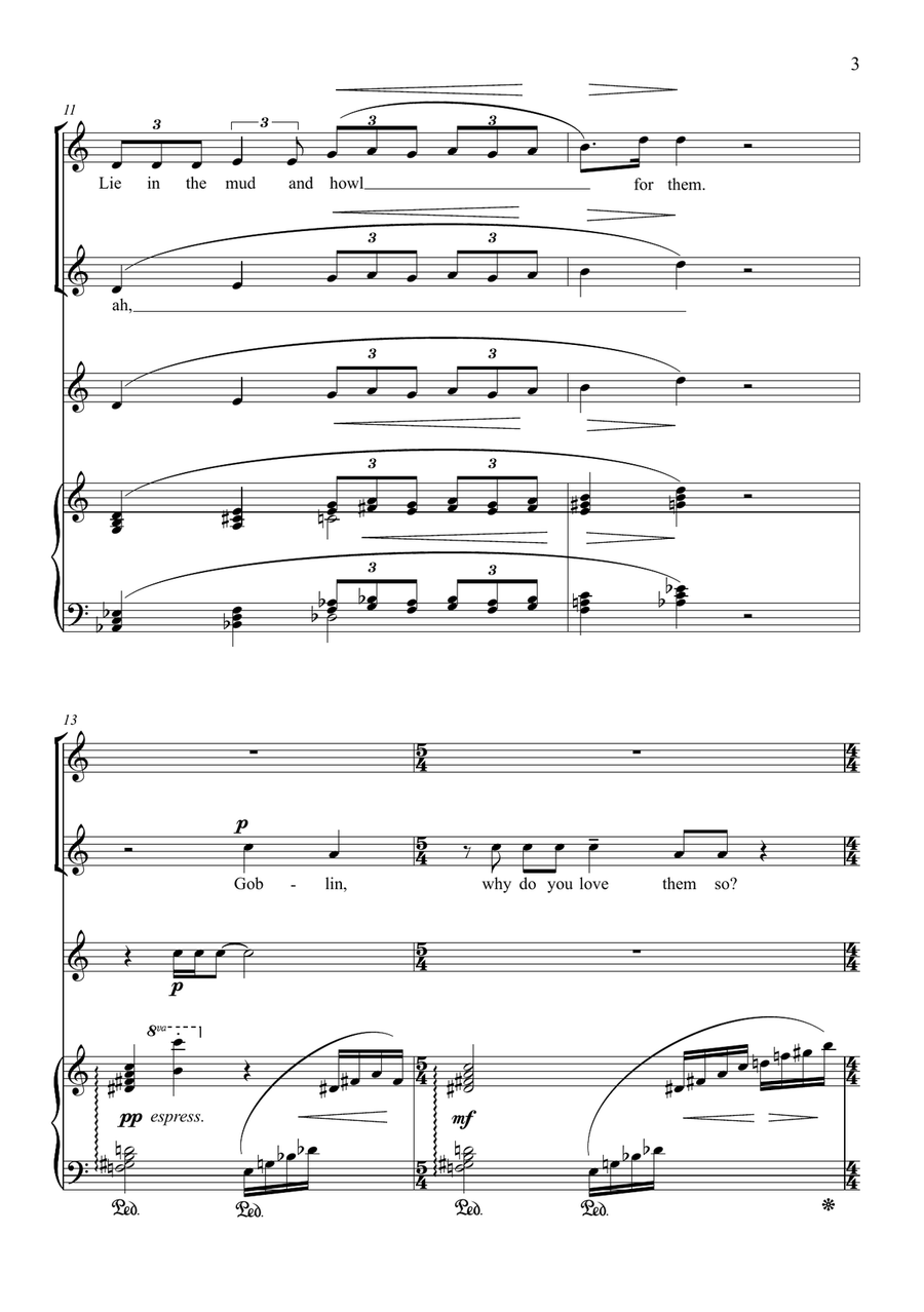 Overheard on a Saltmarsh (upper voices and piano) 2-Part scores gallery preview page 3