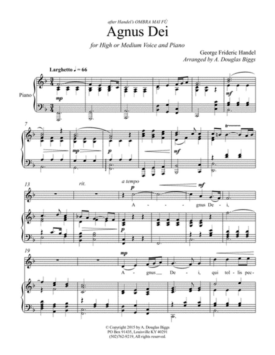Agnus Dei for Solo High or Medium Voice and Piano image number null