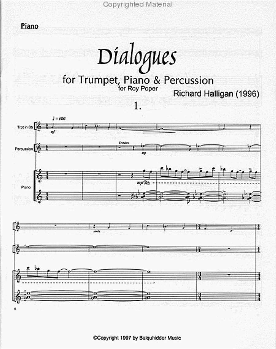 Dialogues For Trumpet, Piano & Percussion