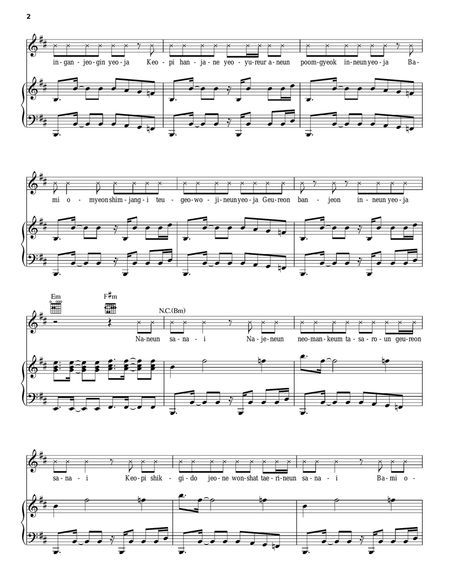Gangnam Style Piano, Vocal, Guitar scores gallery preview page 2