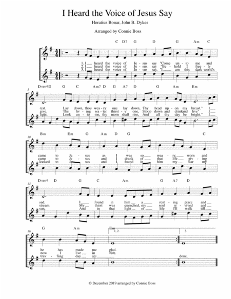 I Heard the Voice of Jesus Say - A Capella SA or TB I Heard the Voice of Jesus Say - A Capella SA or TB TB scores gallery preview page 1