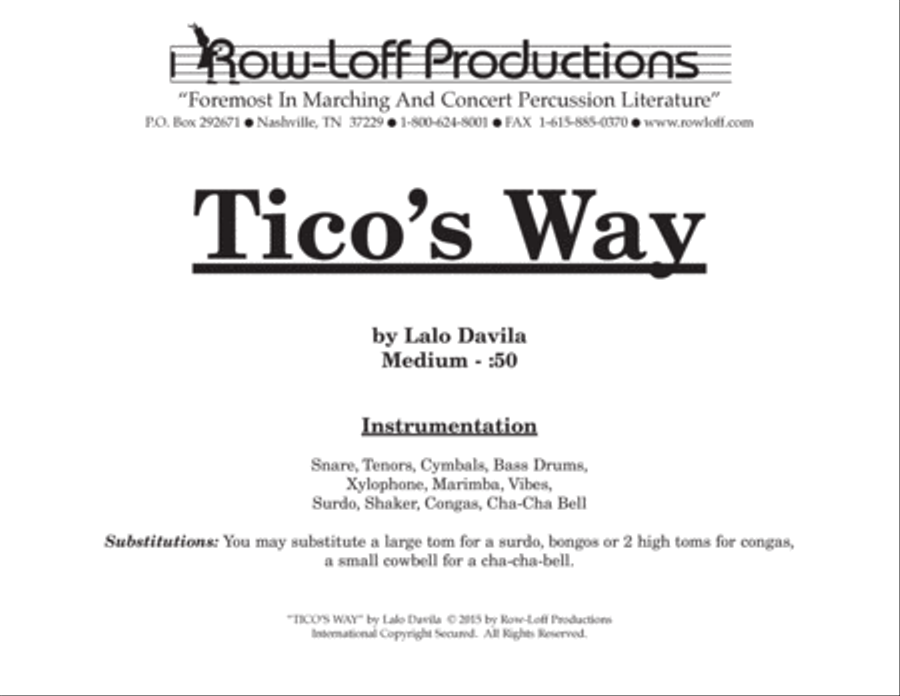 Tico's Way w/Tutor Tracks Percussion Ensemble scores gallery preview page 2