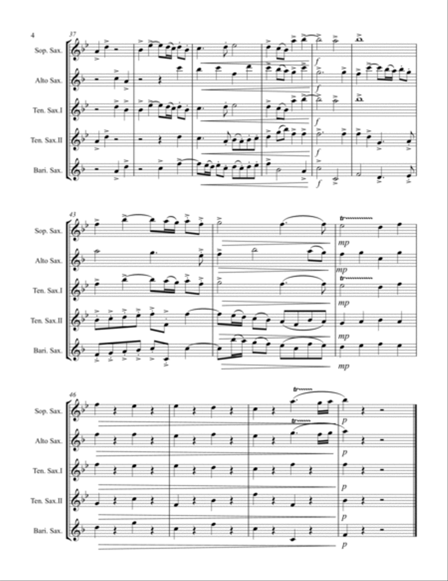 Handel – Glory to God in the Highest from Messiah (for Saxophone Quintet SATTB) Saxophone Quintet scores gallery preview page 5