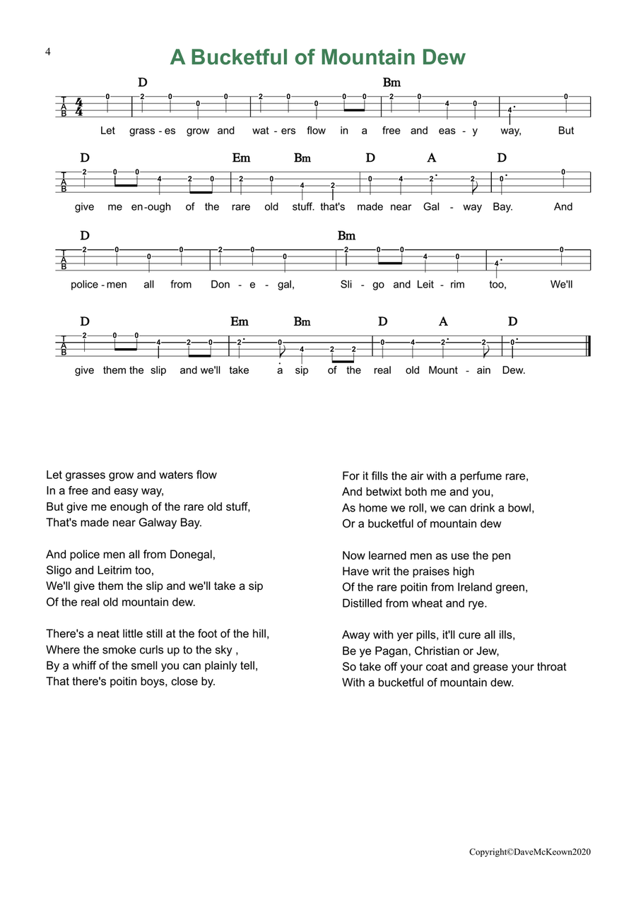 24 Favourite Songs of Ireland, for Tenor Banjo Tab CGDA Banjo scores gallery preview page 4