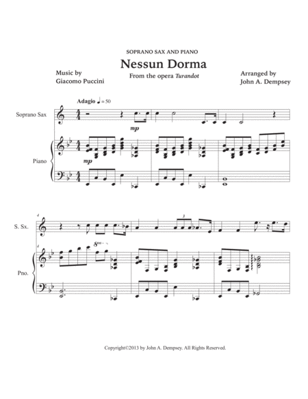 Nessun Dorma (Soprano Sax and Piano) image number null