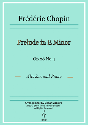 Prelude in E minor by Chopin - Alto Sax and Piano (Full Score and Parts)