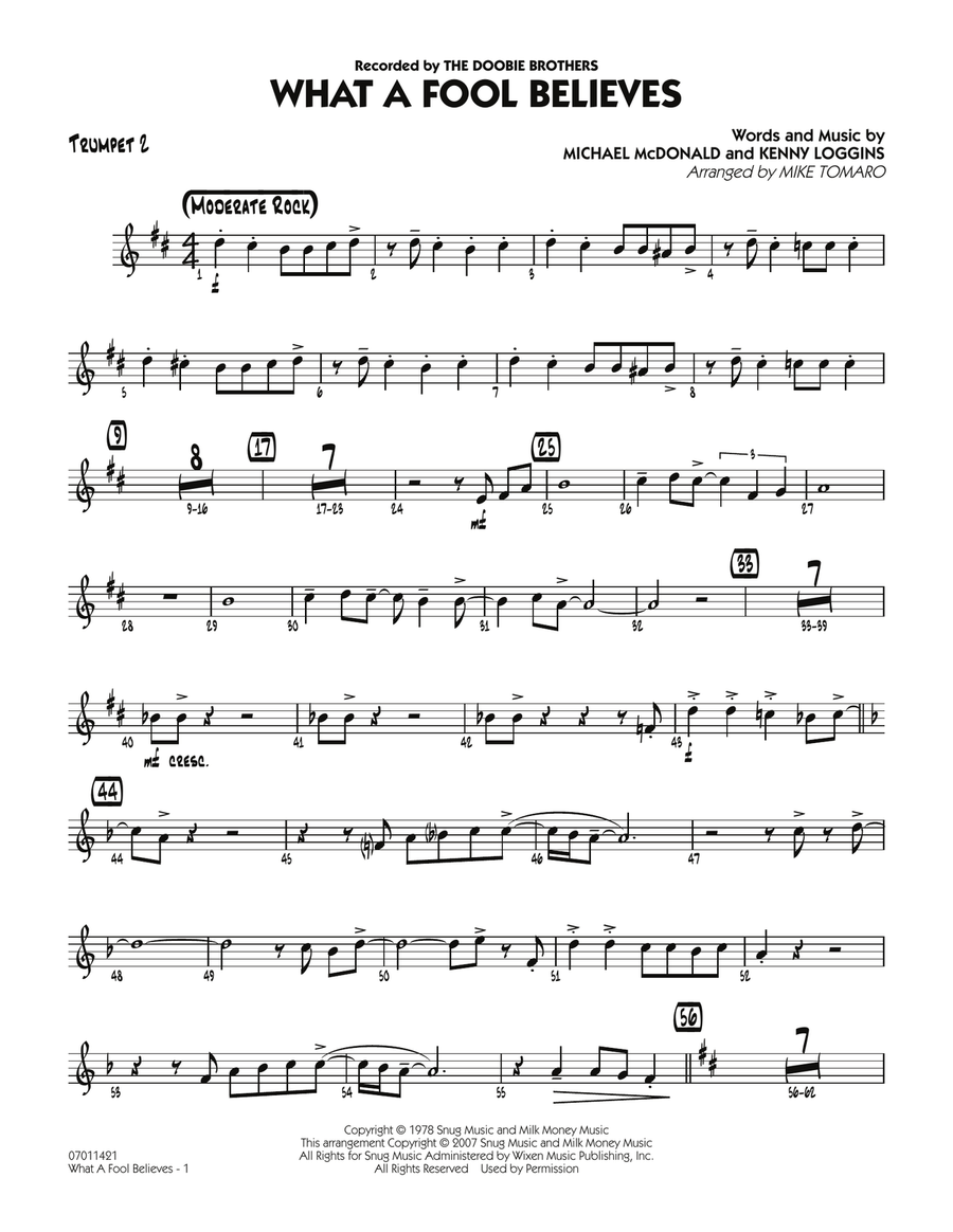 What A Fool Believes - Trumpet 2 Jazz Ensemble scores gallery preview page 1