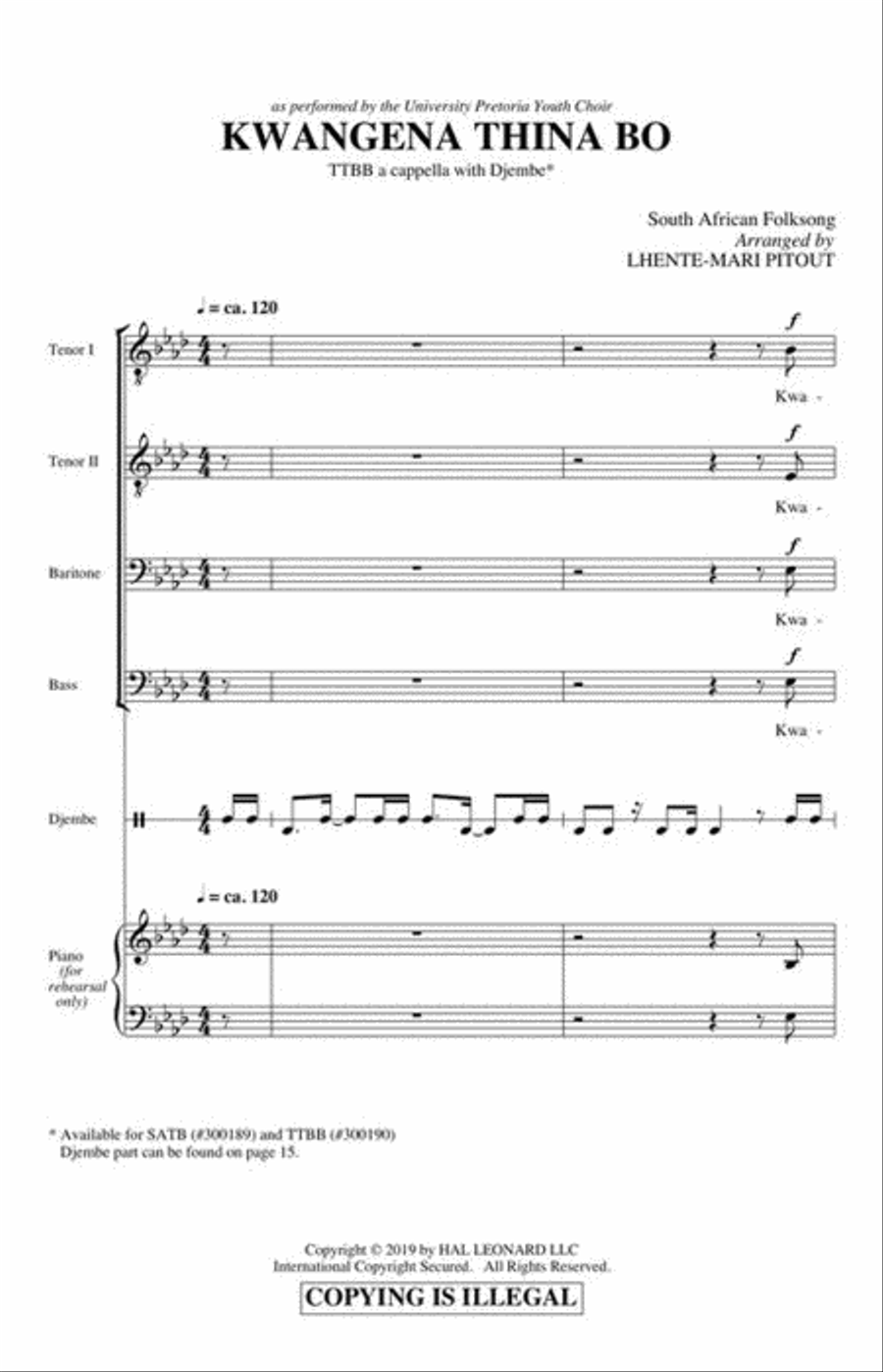 Kwangena Thina Bo Kwangena Thina Bo TTBB scores gallery preview page 4