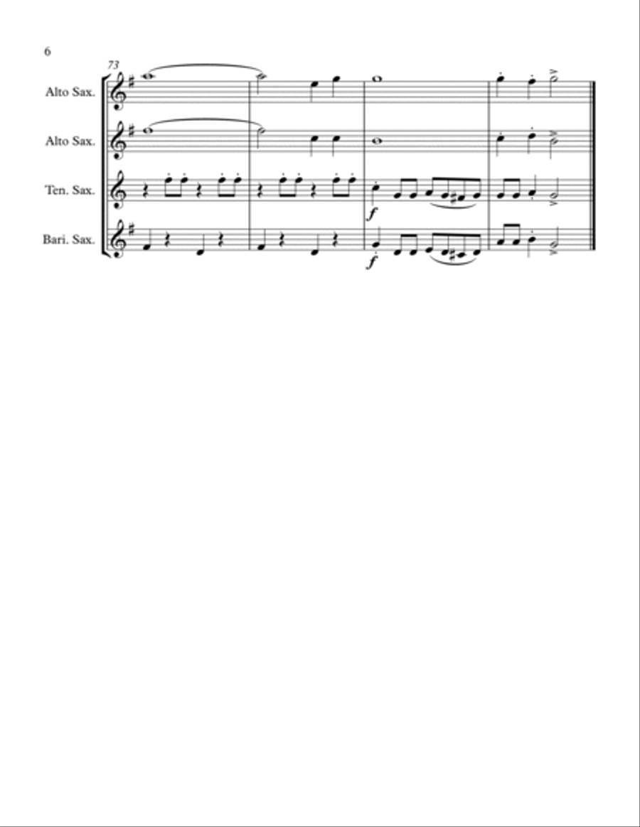 Take Me Home, Country Roads Saxophone Quartet scores gallery preview page 6