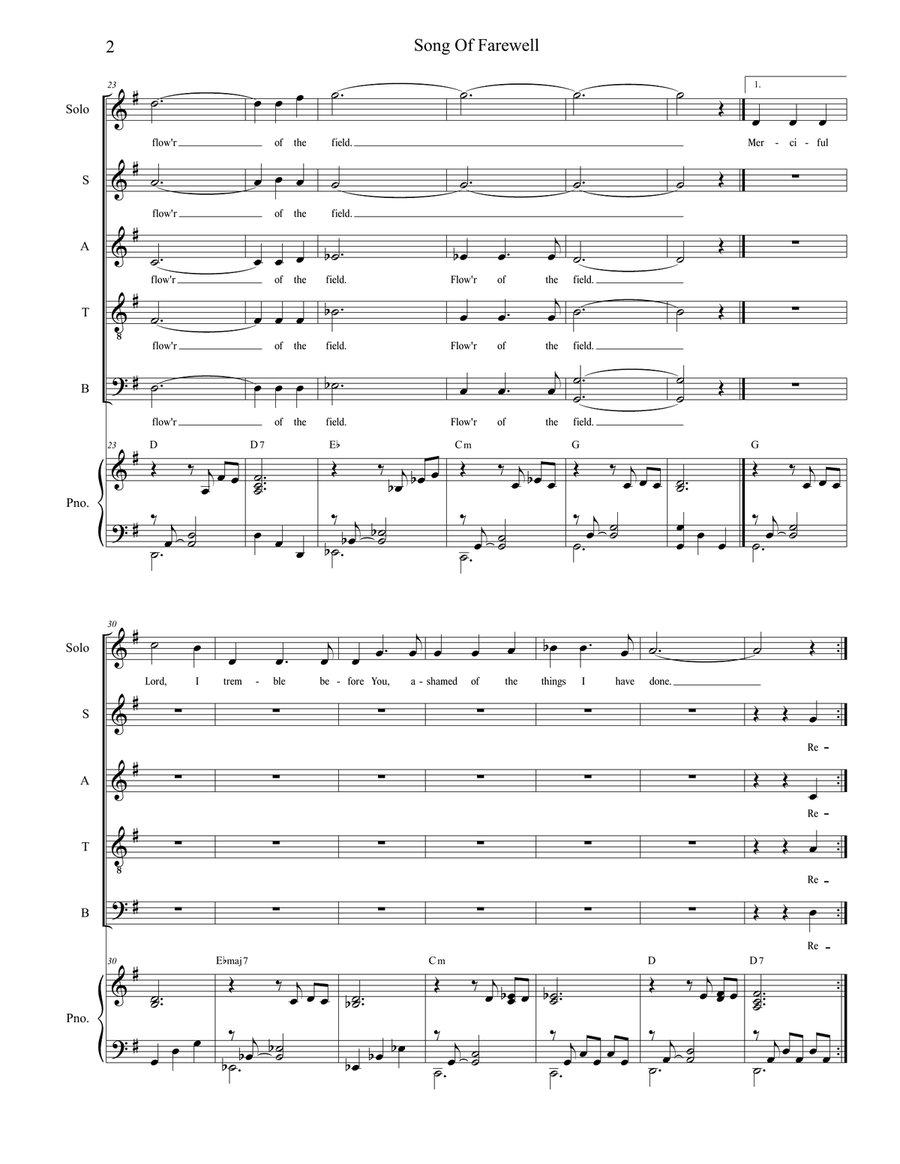 Song Of Farewell 4-Part scores gallery preview page 5