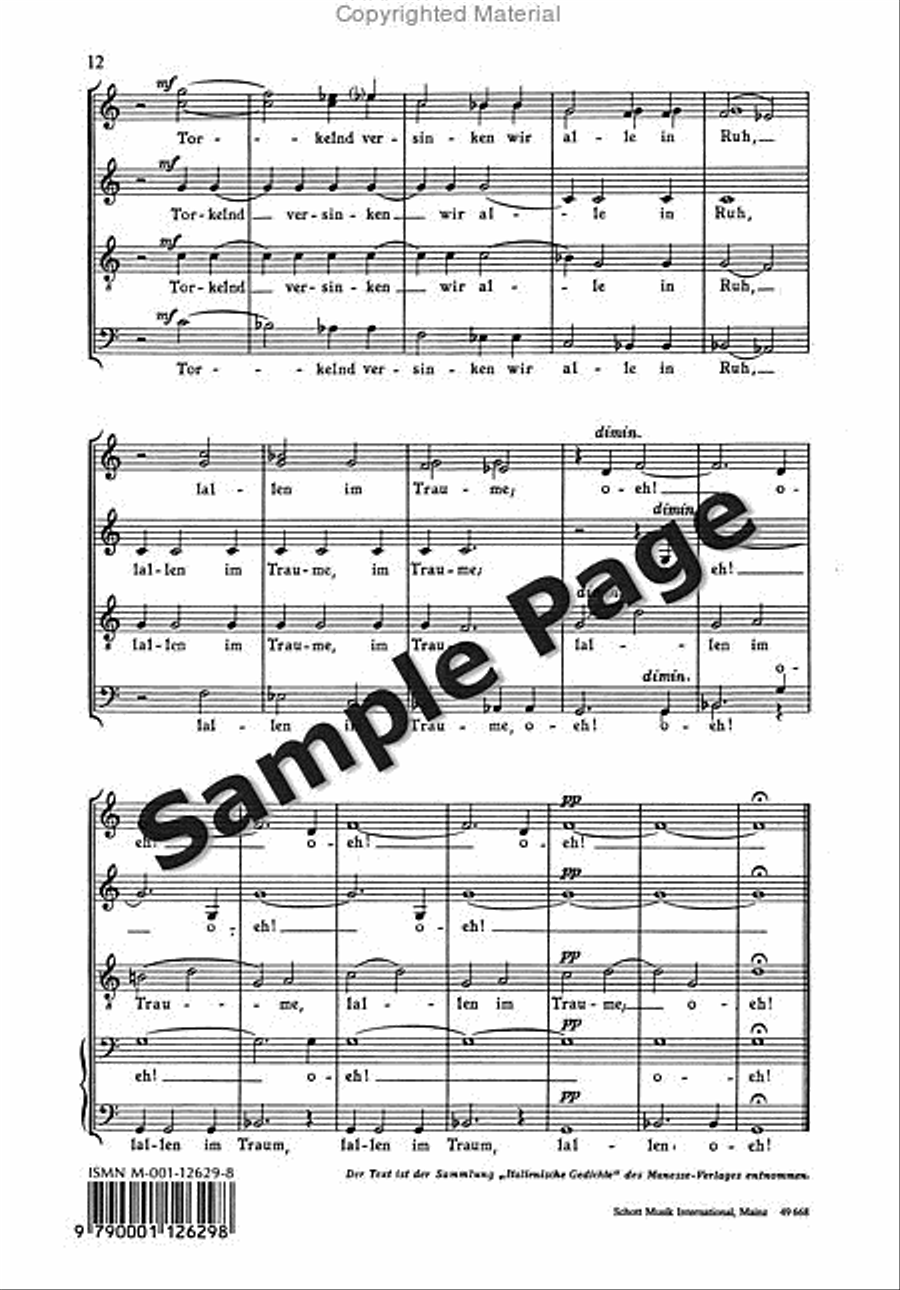 Italienisches Liederbuch 3 Ssatbb 4-Part scores gallery preview page 13
