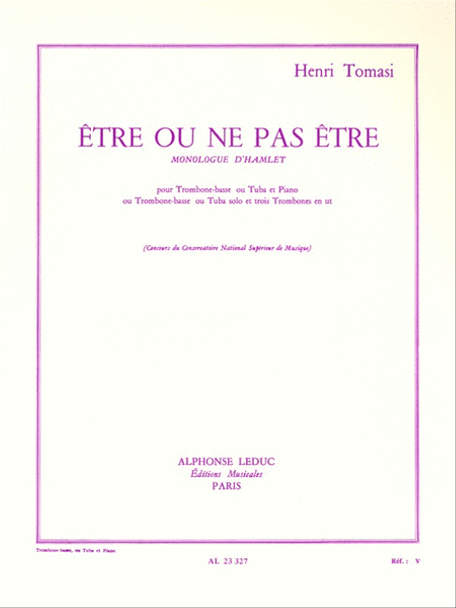 Book cover for Etre Ou Ne Pas Etre (tuba & Piano)