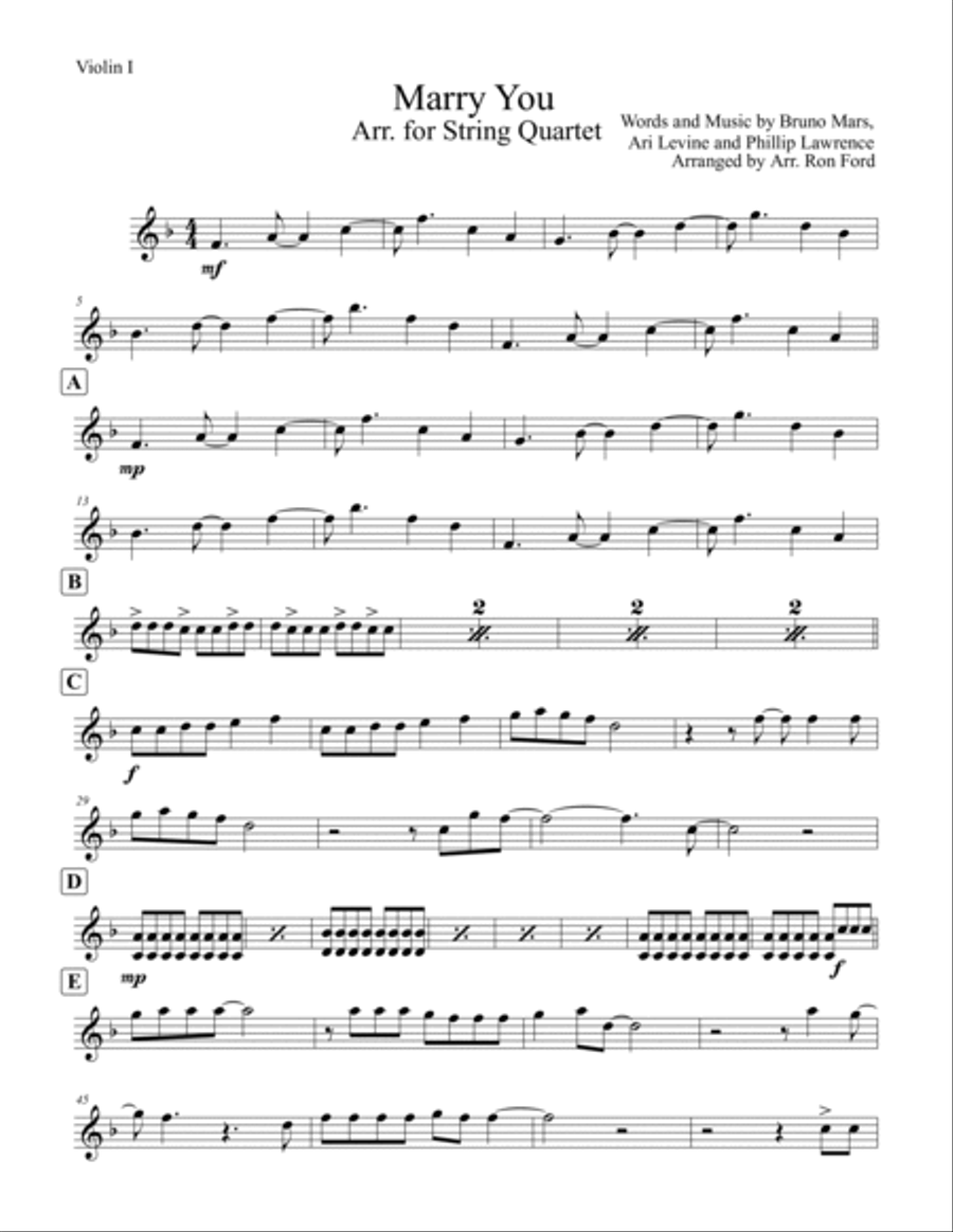 Marry You Marry You String Quartet scores gallery preview page 2