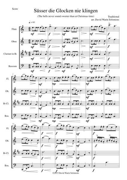 Süsser die Glocken (The bells never sound sweeter) for wind quartet image number null