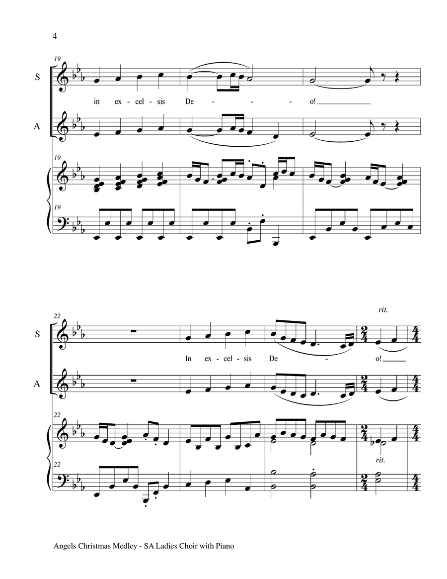 ANGELS CHRISTMAS MEDLEY (for SA Ladies Choir with Piano) SA scores gallery preview page 5