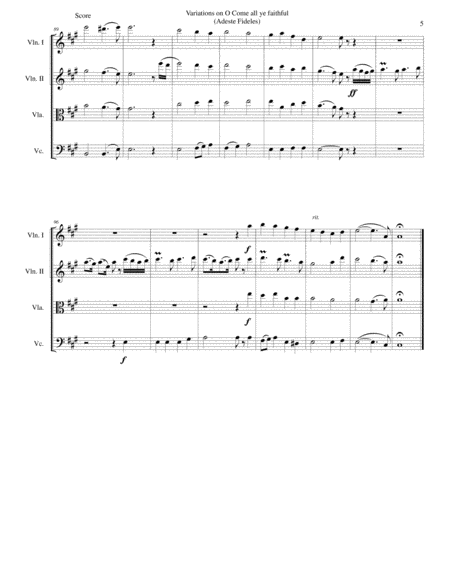 Variations on O Come all ye faithful (Adeste fideles) for string quartet image number null