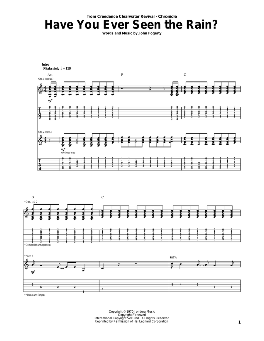Have You Ever Seen The Rain? Acoustic Guitar scores gallery preview page 1