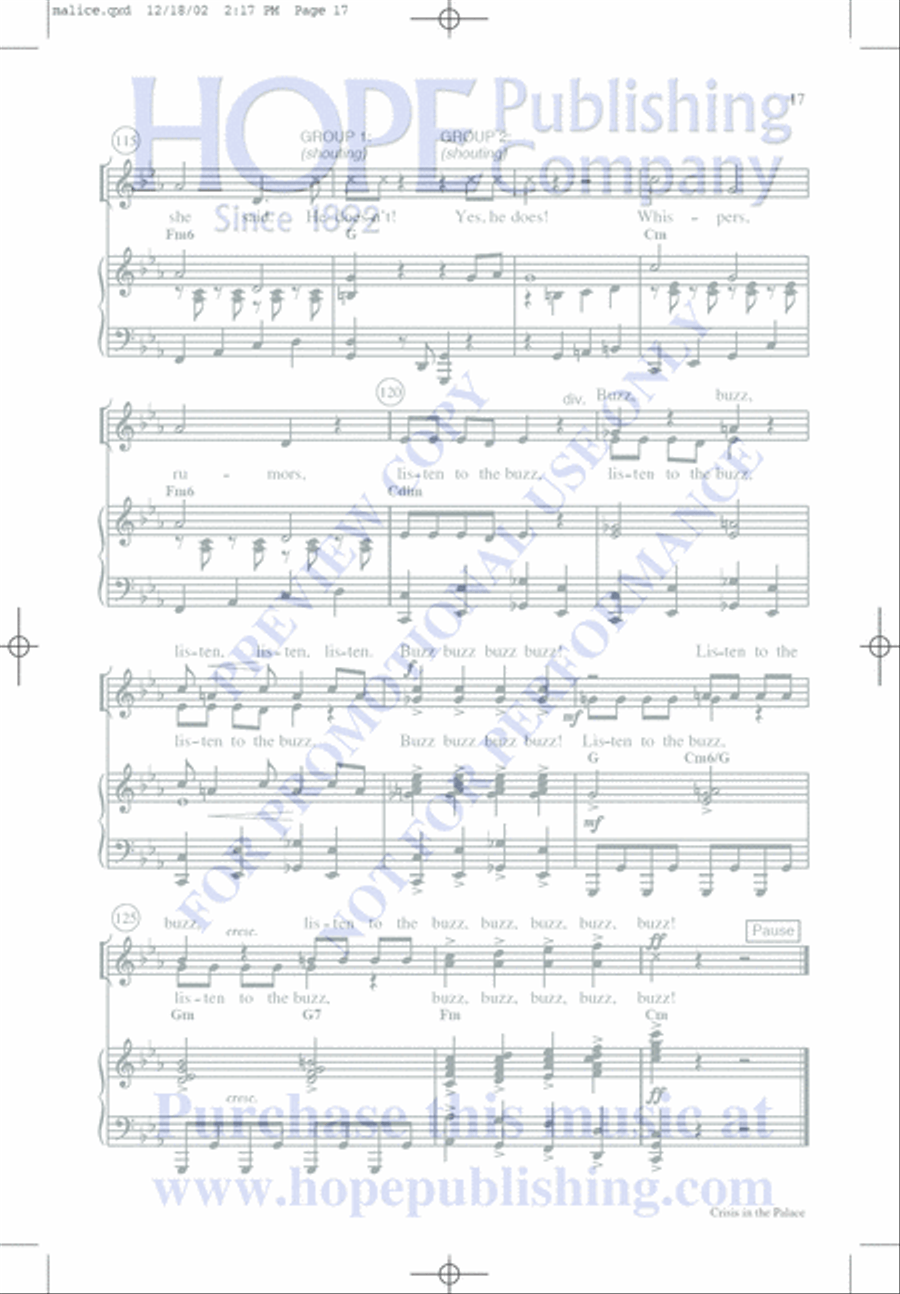 Malice in the Palace Unison Choir scores gallery preview page 17