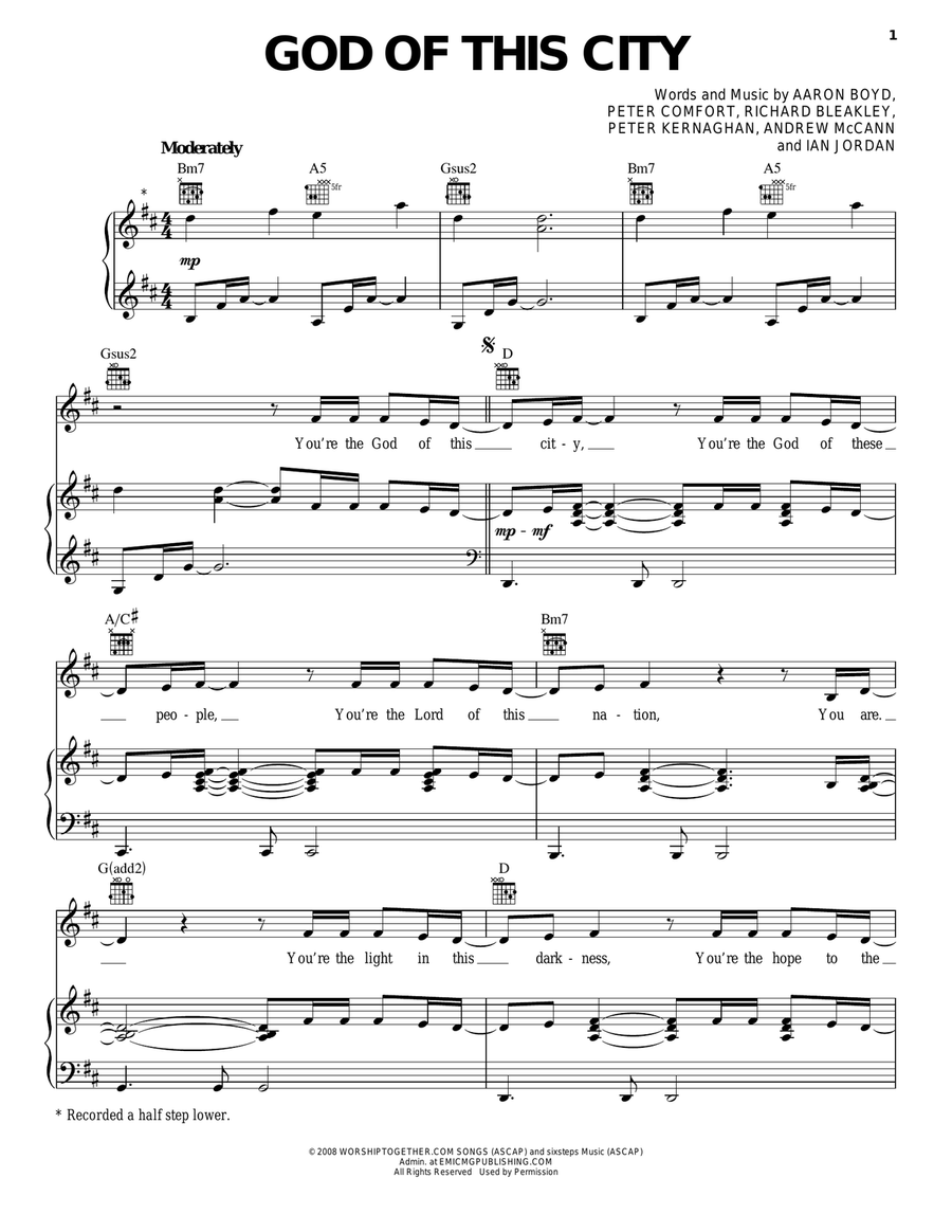 God Of This City God Of This City Piano, Vocal, Guitar scores gallery preview page 1