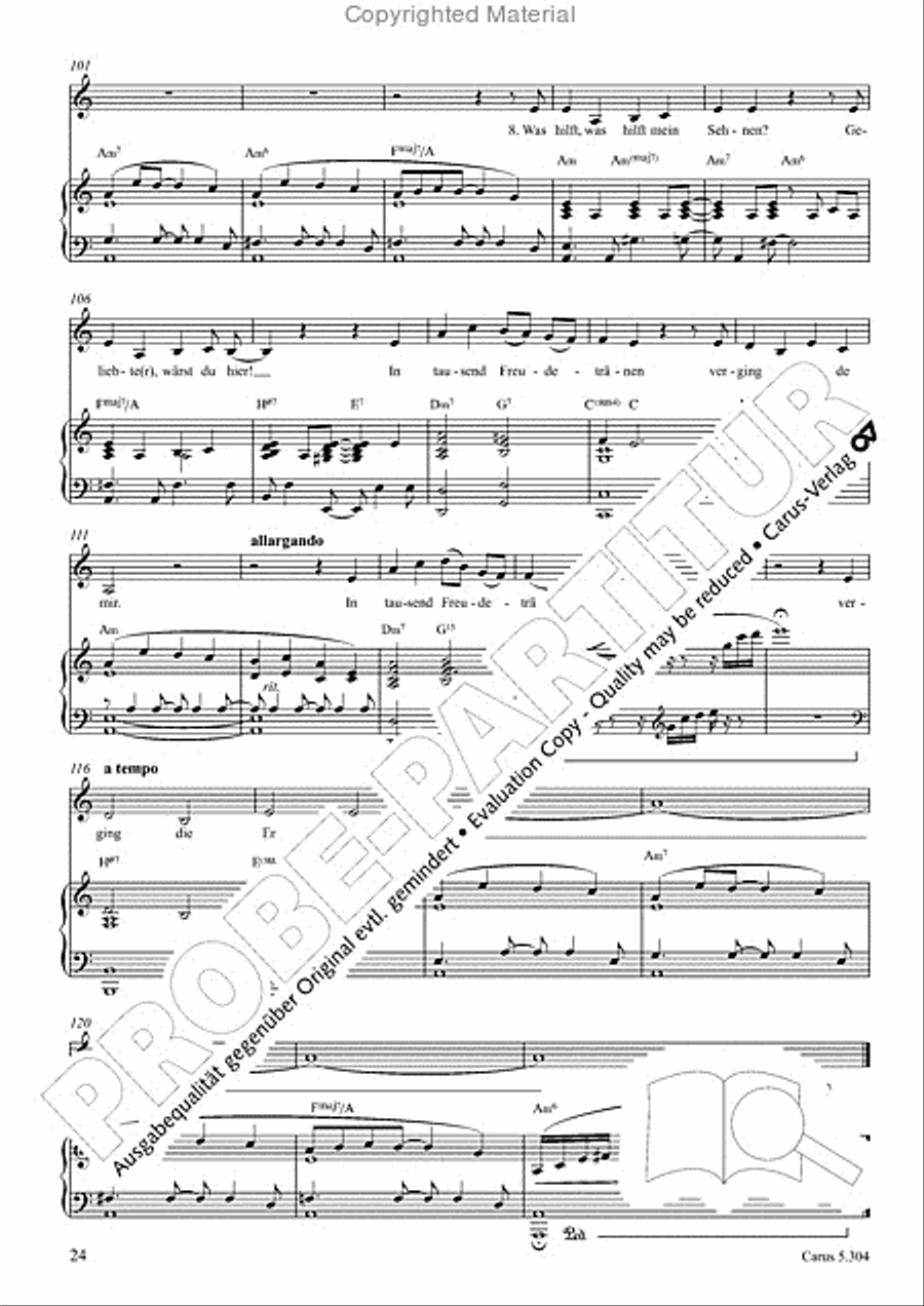 Schindler: Rosenzeit. Ein Liederzyklus uber die Liebe. Chansons fur Singstimme und Klavier Piano scores gallery preview page 25