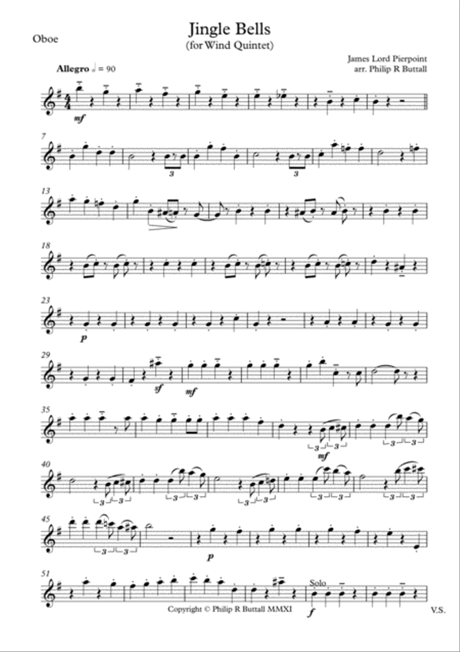 Jingle Bells (Wind Quintet) - Set of Parts [x5] Woodwind Quintet scores gallery preview page 4